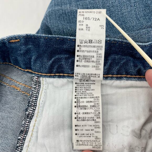 Moussy Vintage Lancaster Skinny Blue Jeans Distressed Splattered Embroidered 29 - Picture 14 of 15